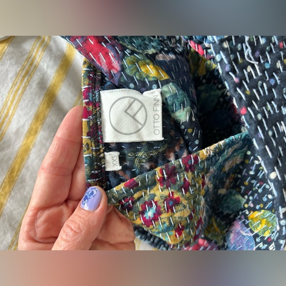 Reversible Handmade USA made Kantha Quilt Jacket by Otto Finn, Size XS - Picture 6 of 6